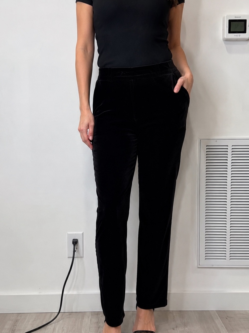 Charter Club Black Velvet Straight-Leg Trousers